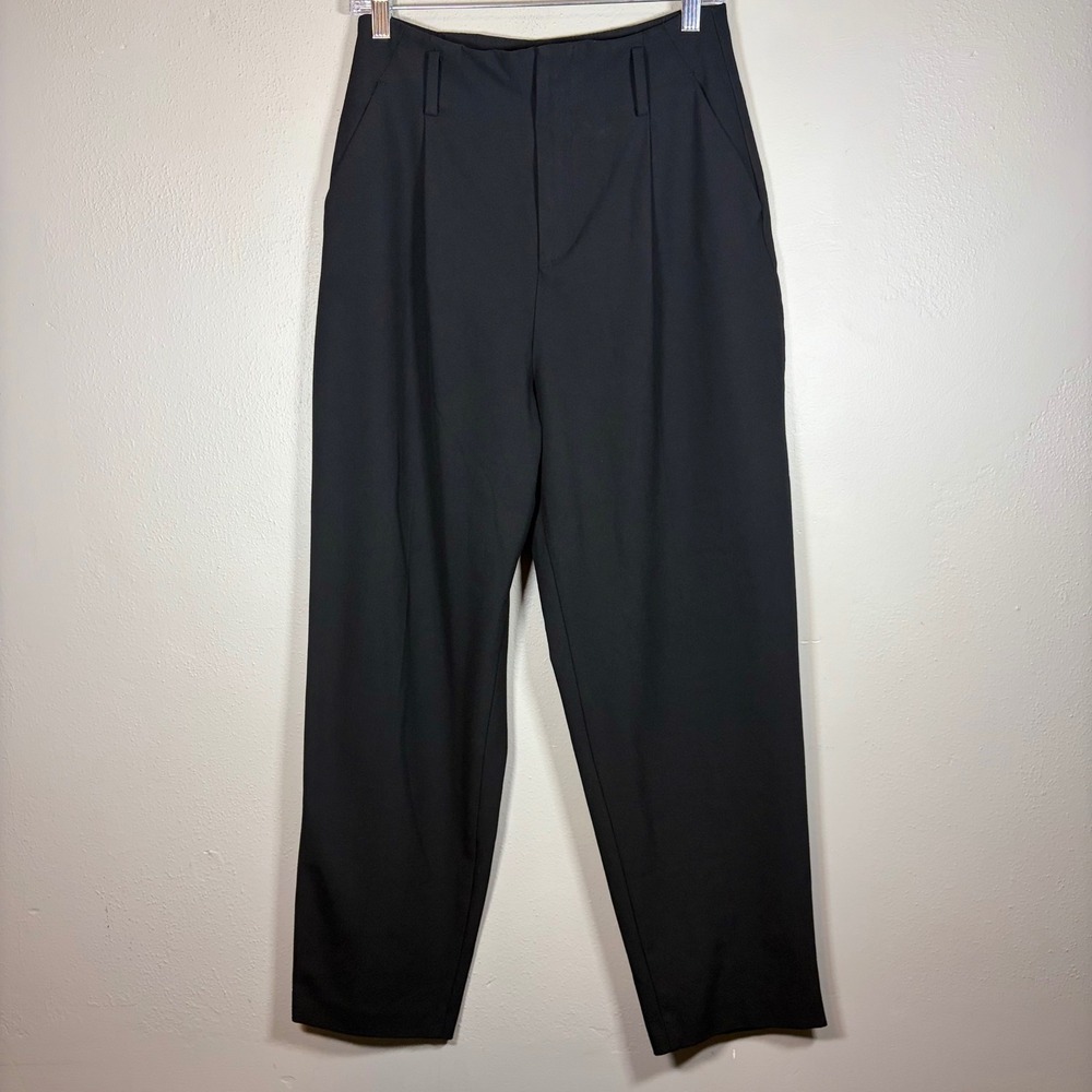 Zara Womens Black High Waisted Pleated Tapered Trousers Size‎ Medium 2027/863